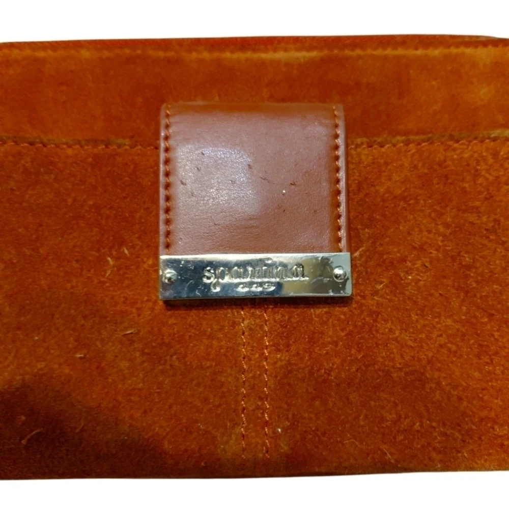 Spartina 449 Suede Leather Wallet Clutch In Rust